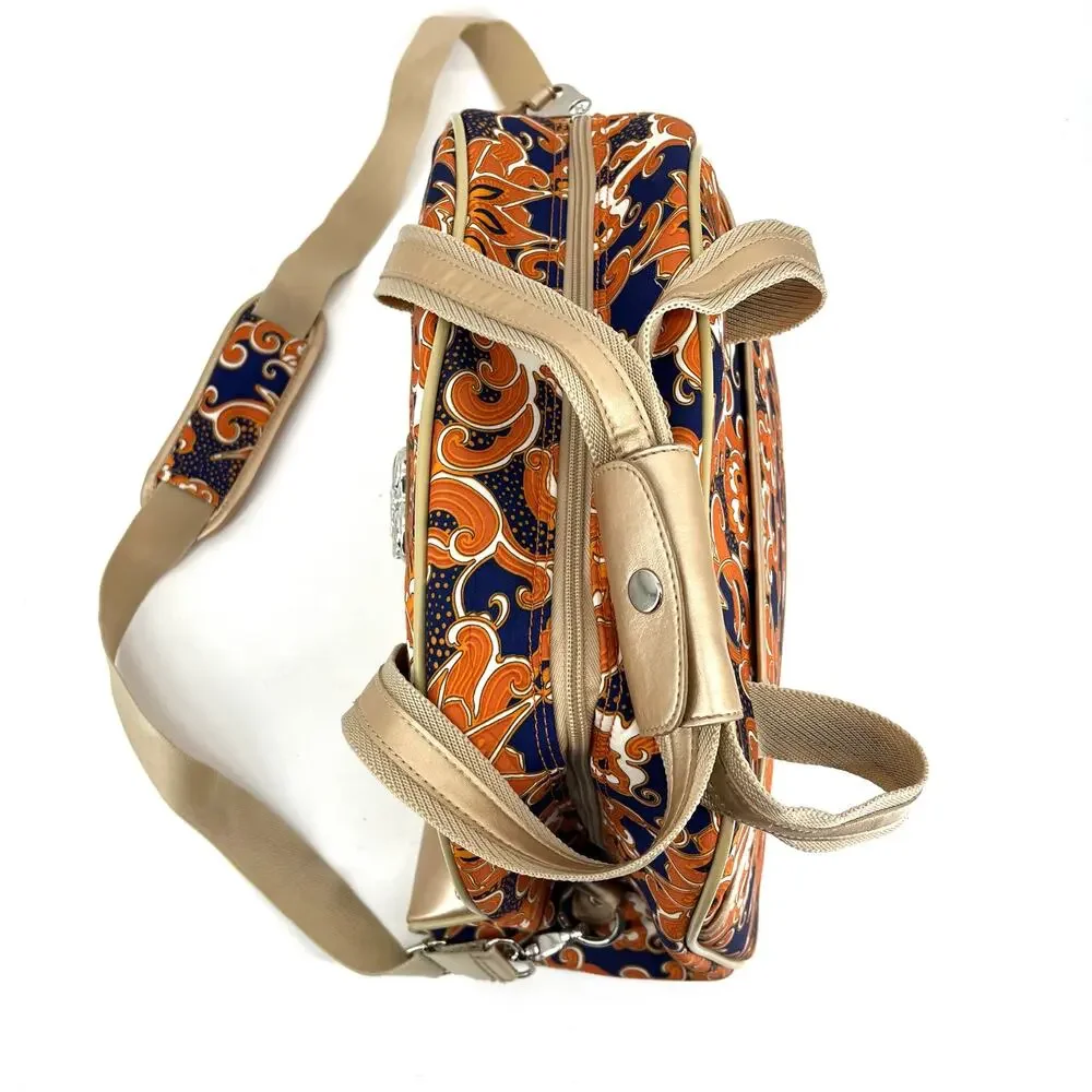 Kathy Van Zeeland orange‎ paisley gold overnight bag